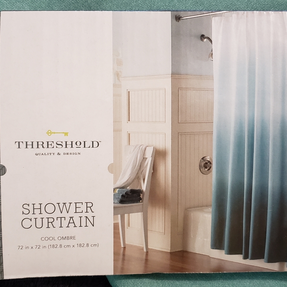 New aqua ombre fabric shower curtain